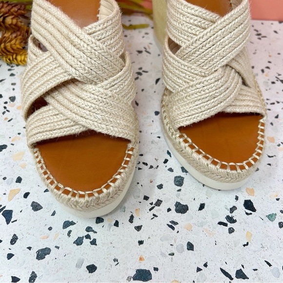 NEW Vince Camuto BAILAH Tan Cross Strap Espadrille Women’s Wedge Sandals Sz 11 - Picture 2 of 11